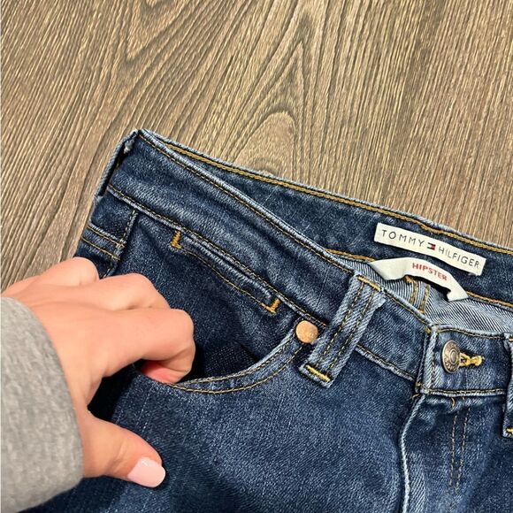 Tommy Hilfiger Hipster Cropped Jeans Straight Leg Denim Medium Wash Blue Size 4 - Picture 4 of 10
